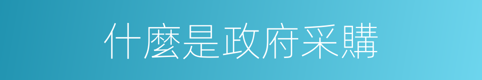 什麼是政府采購的意思
