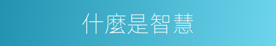 什麼是智慧的意思