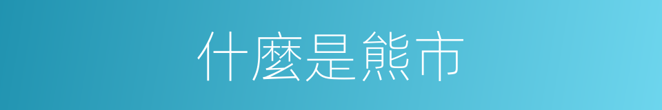 什麼是熊市的意思