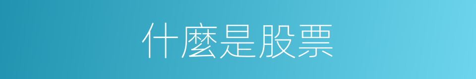 什麼是股票的意思