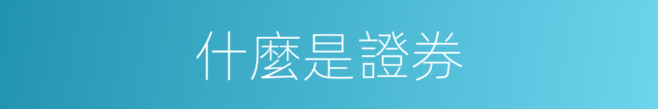 什麼是證券的意思