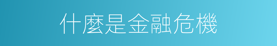 什麼是金融危機的意思