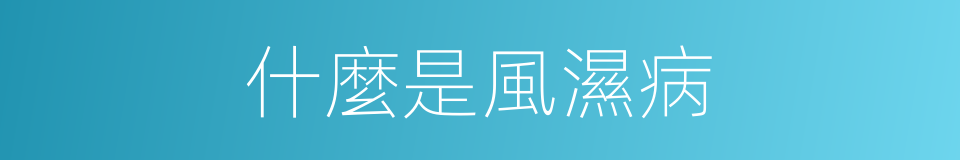 什麼是風濕病的意思