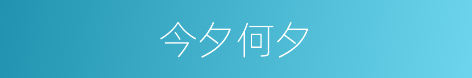 今夕何夕的意思