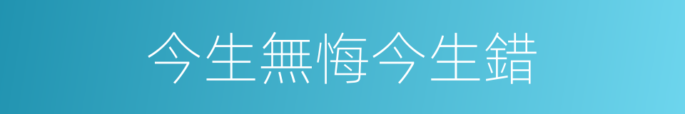 今生無悔今生錯的同義詞