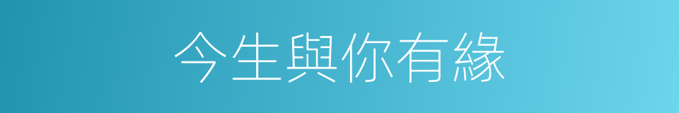 今生與你有緣的同義詞