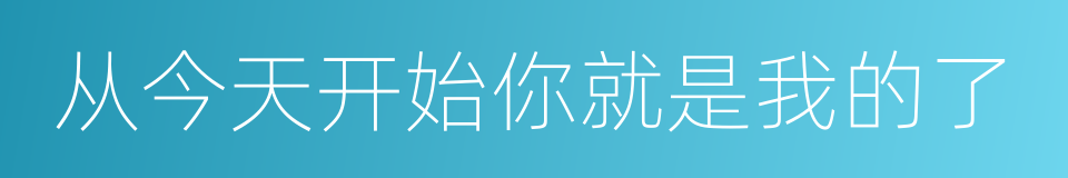 从今天开始你就是我的了的同义词
