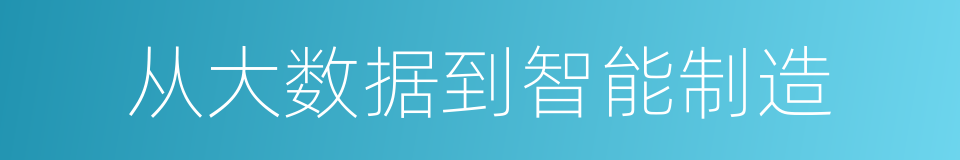 从大数据到智能制造的同义词