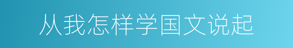 从我怎样学国文说起的同义词