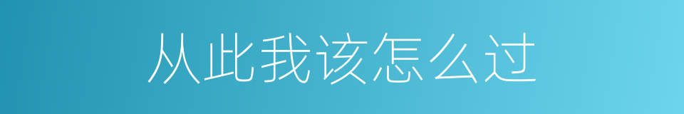 从此我该怎么过的同义词