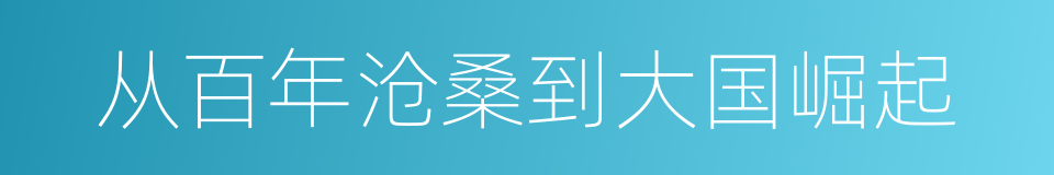 从百年沧桑到大国崛起的同义词