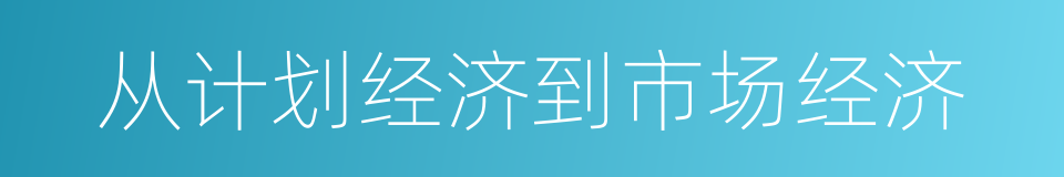 从计划经济到市场经济的同义词