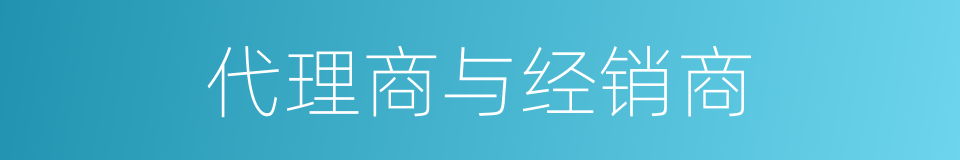 代理商与经销商的同义词