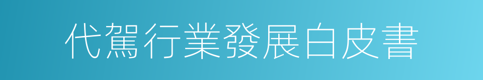 代駕行業發展白皮書的同義詞