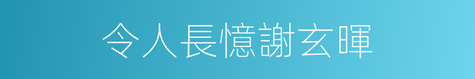 令人長憶謝玄暉的同義詞