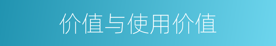 价值与使用价值的同义词