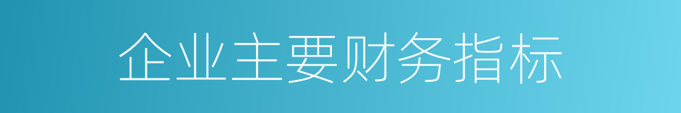 企业主要财务指标的同义词