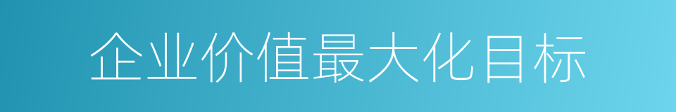 企业价值最大化目标的同义词