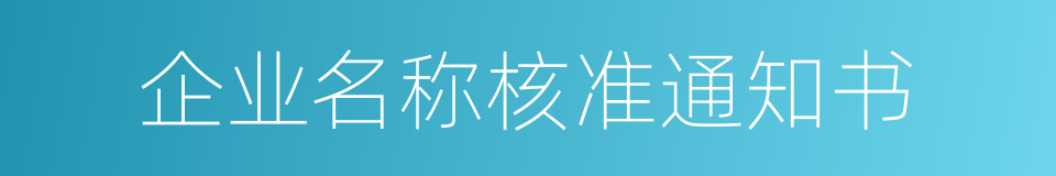 企业名称核准通知书的同义词