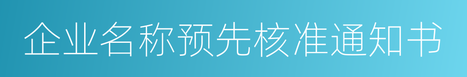 企业名称预先核准通知书的同义词