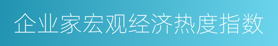 企业家宏观经济热度指数的同义词