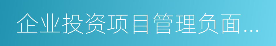 企业投资项目管理负面清单的同义词