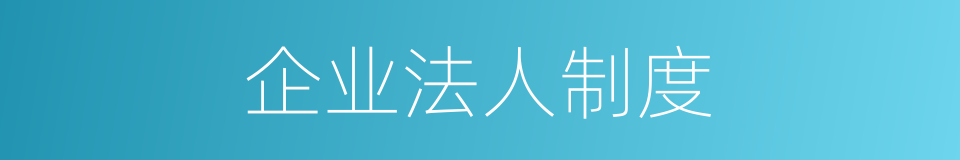 企业法人制度的同义词