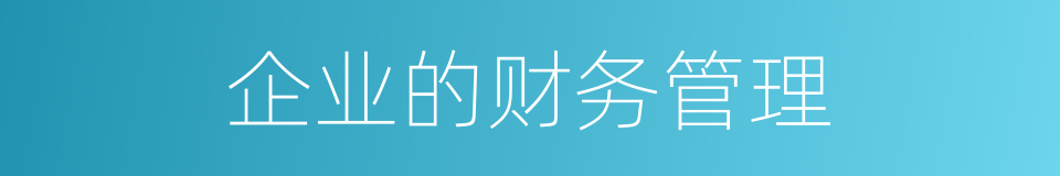企业的财务管理的同义词