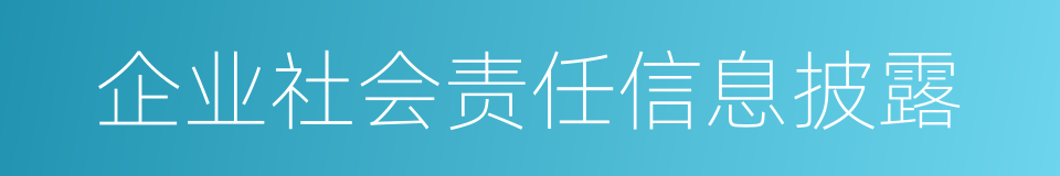 企业社会责任信息披露的同义词