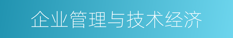 企业管理与技术经济的同义词