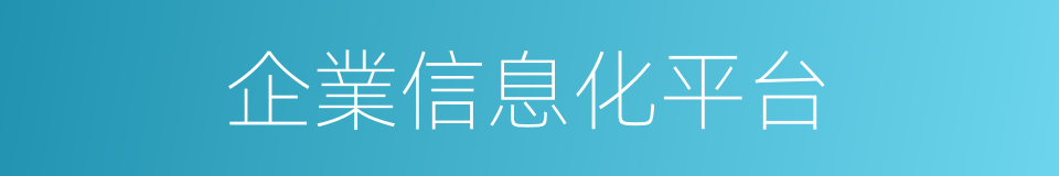 企業信息化平台的同義詞