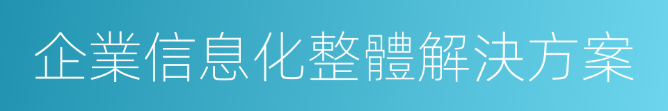 企業信息化整體解決方案的意思