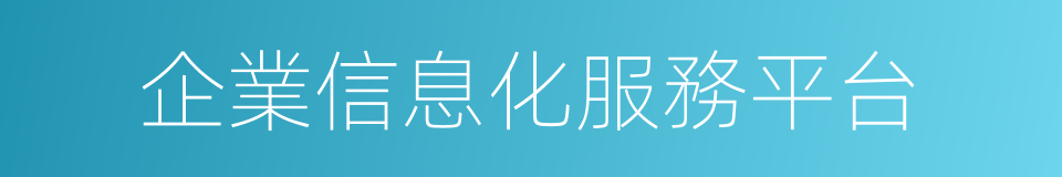 企業信息化服務平台的同義詞