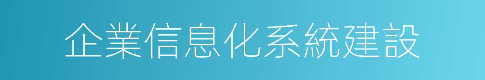 企業信息化系統建設的同義詞