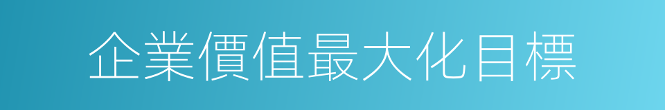 企業價值最大化目標的同義詞