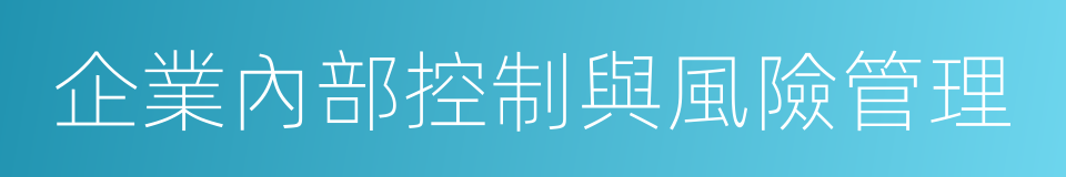 企業內部控制與風險管理的同義詞