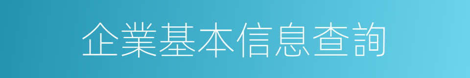 企業基本信息查詢的同義詞