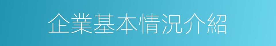 企業基本情況介紹的同義詞