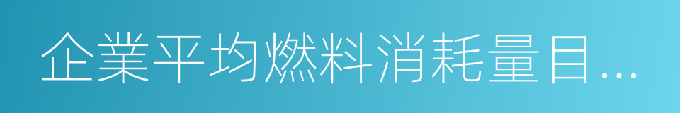 企業平均燃料消耗量目標值的同義詞