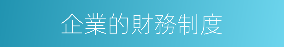 企業的財務制度的同義詞