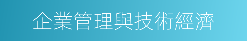 企業管理與技術經濟的同義詞