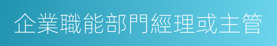 企業職能部門經理或主管的同義詞