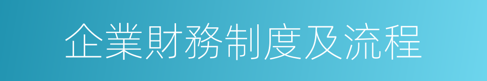 企業財務制度及流程的同義詞