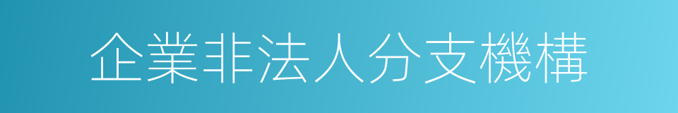 企業非法人分支機構的同義詞