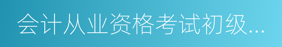 会计从业资格考试初级会计电算化的同义词