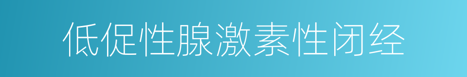 低促性腺激素性闭经的同义词