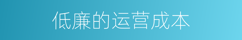 低廉的运营成本的同义词
