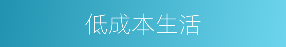 低成本生活的同义词