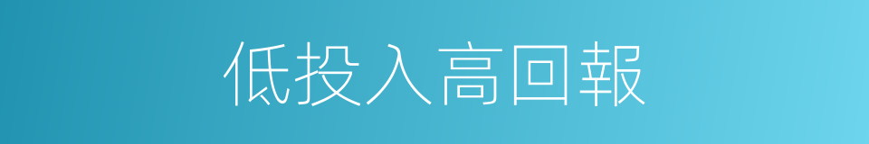低投入高回報的同義詞