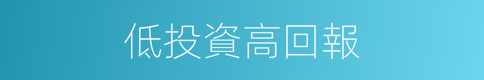 低投資高回報的同義詞